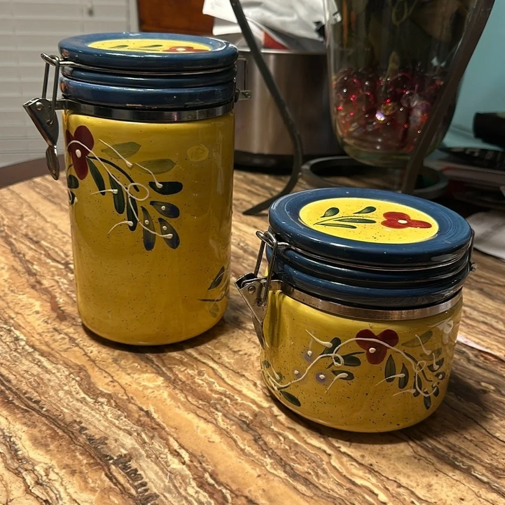 Sko blue floral collection ceramic canisters